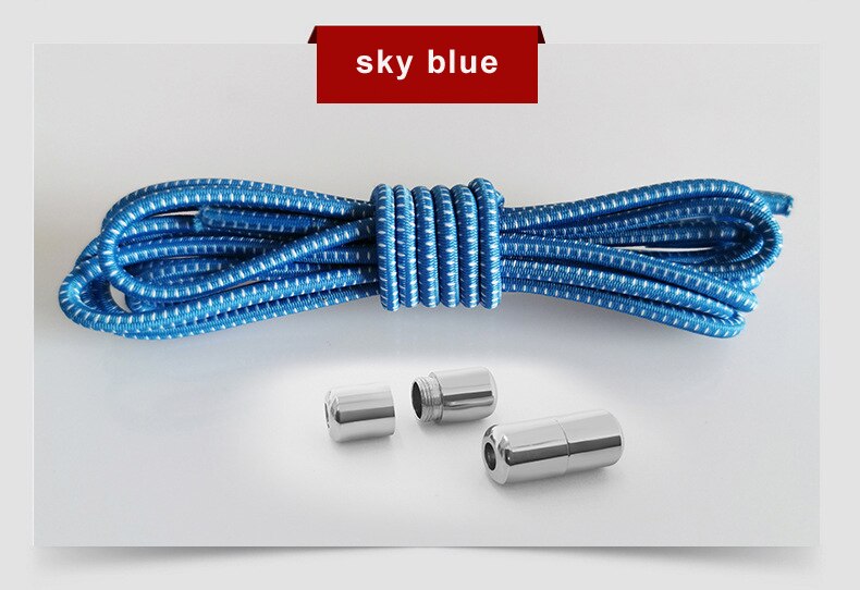Elastic Shoelaces Round Locking No Tie Shoe Laces Quick Lazy Laces Rubber Sneakers Shoelace for Kids Adult Shoe Laces No Tie: sky blue