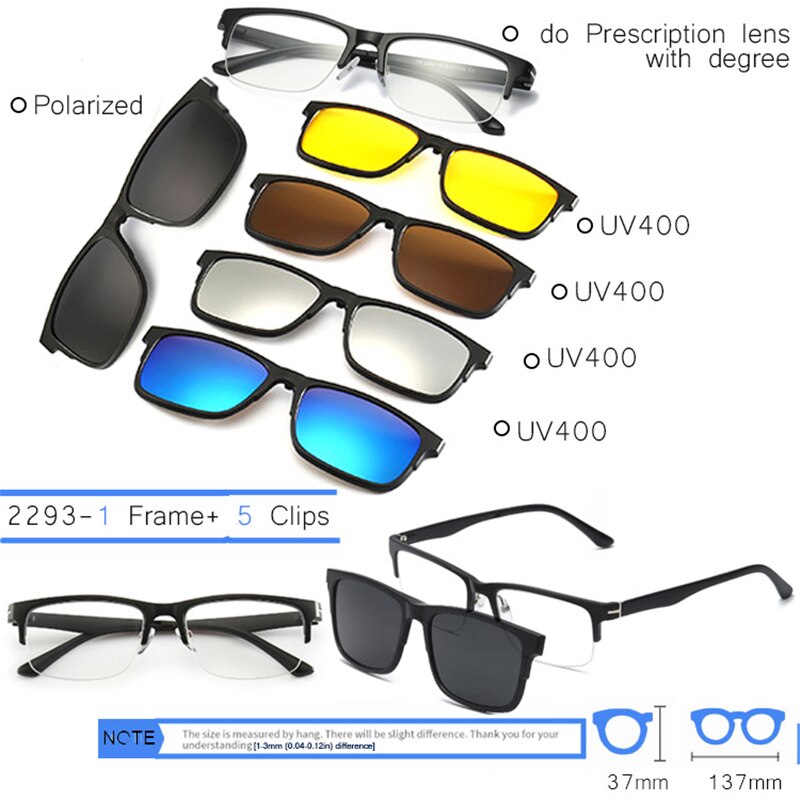 IVSTA 3 in 1 Clip Auf Sonnenbrille Männer Polarisierte Magnet Gläser Magnetische Clips Rezept Optischen Rahmen Spektakel Frauen Lesen: 2293-5PCS