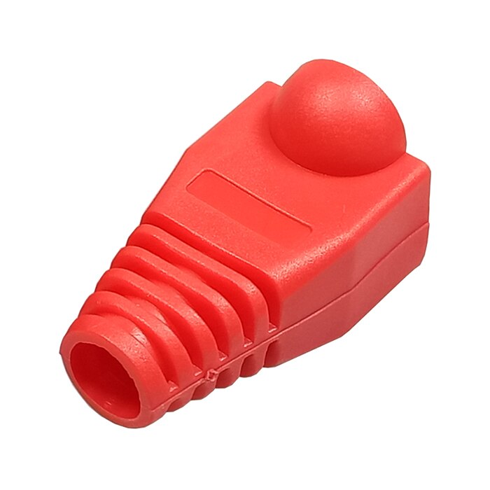 10 stk/parti  rj45 hættestik 9 farver kat 5 5e 6 rj45 ethernet netværkskabel hætte trækaflastning støvle  rj45 beskytte boot cap: Rød
