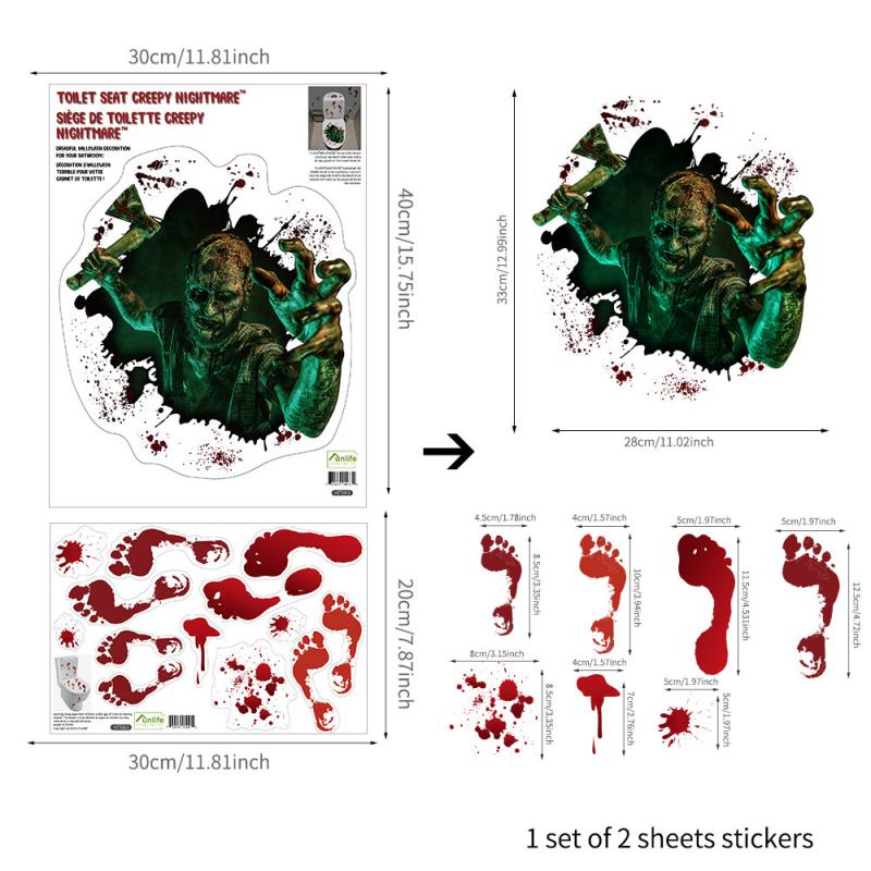 Halloween Toilet Wall Stickers Home Decoration Toilet Series Various Styles Horror Atmosphere Funny KTV Bar: 13