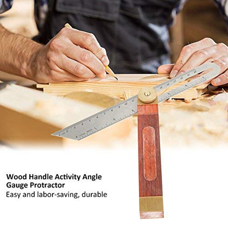 9-Inch Sliding T-Bevel with Hardwood Handle T-Bevel Square Multi Angle Adjustable Gauge Ruler Measurement Tool