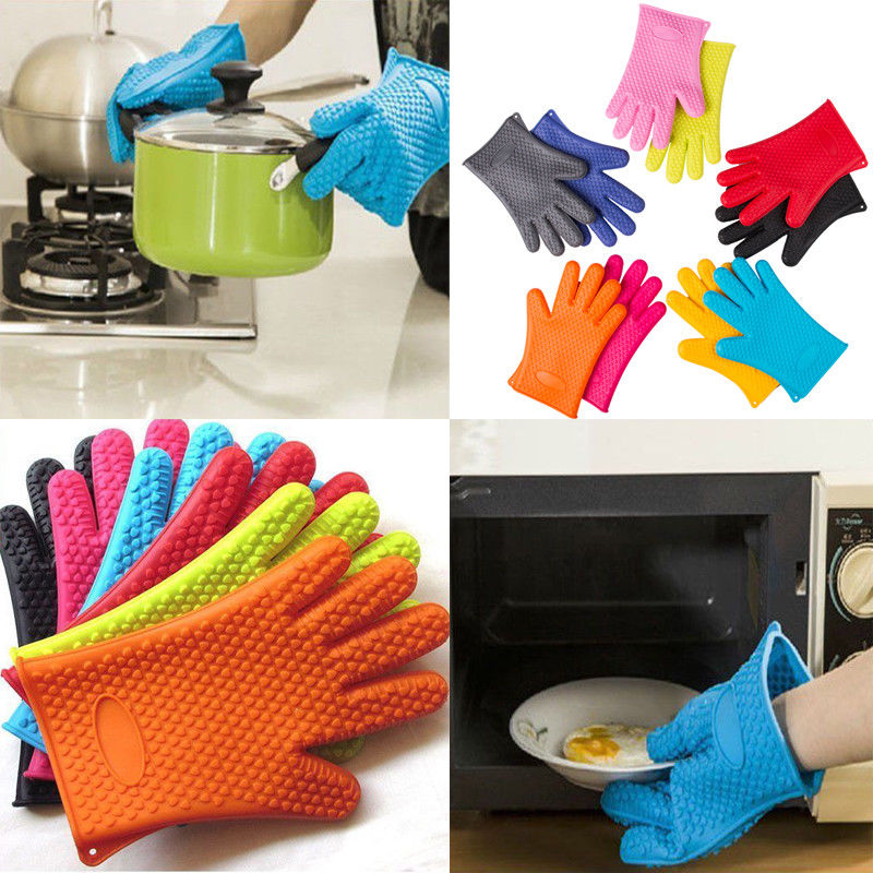 Silicone Kitchen Safety Protect Heat Resistant Gloves Multifunction Oven Grill Pot Holder BBQ Cooking Mitts