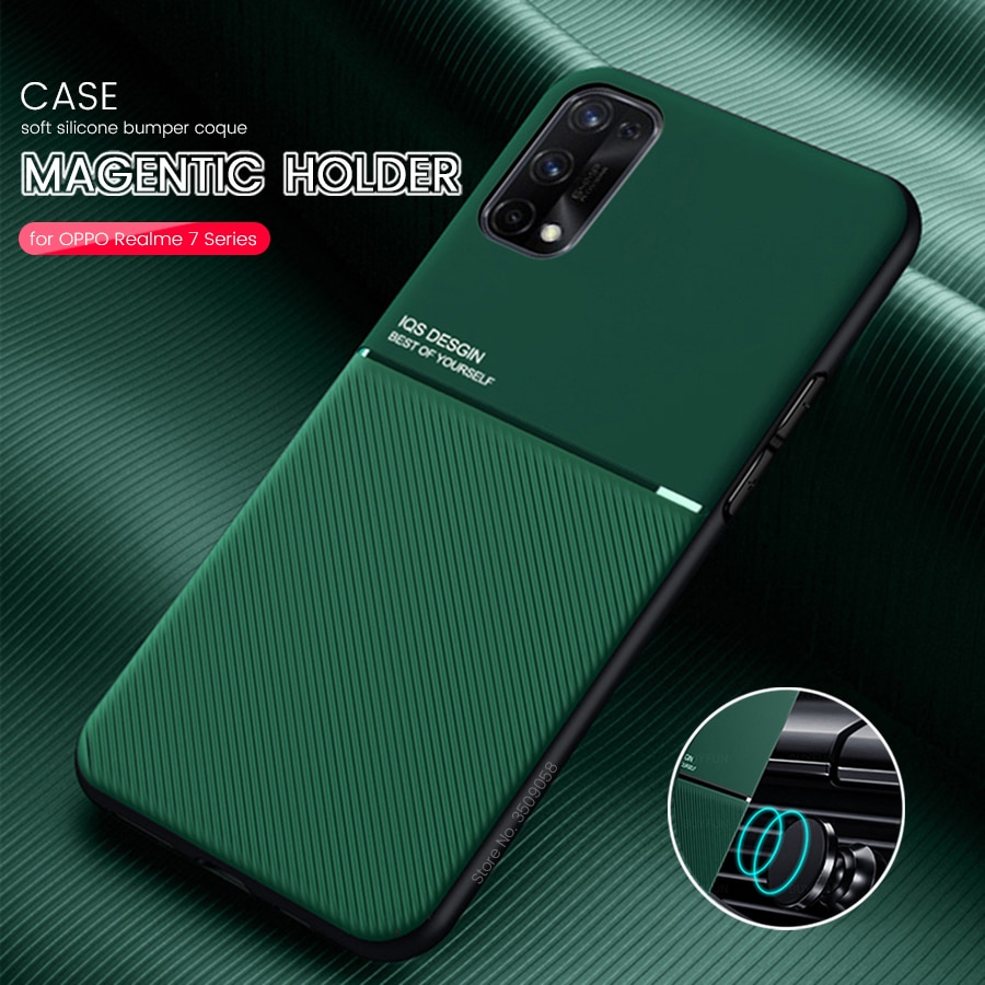 Für realme7 5g fall leder textur auto magnetischer halter telefon abdeckungen für oppo realme 7 pro realmy realmi 7 7pro stoßfest coque