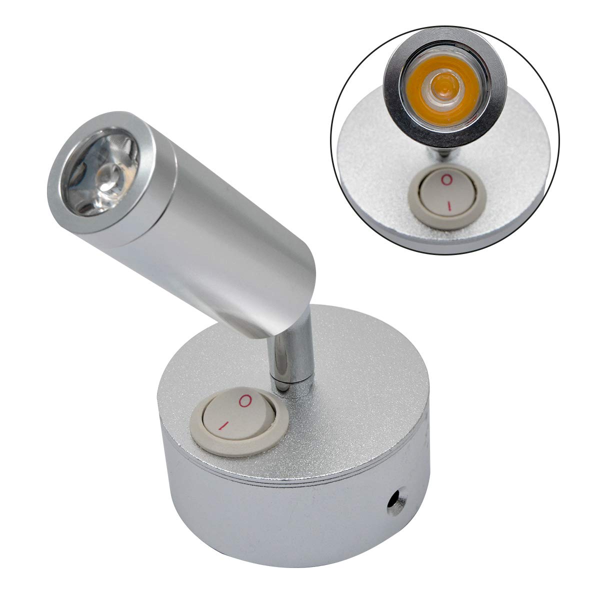 1PCS Warm LED Wall Spot Light Ceiling Reading Spotlight Bedside Lamp Switch 12V