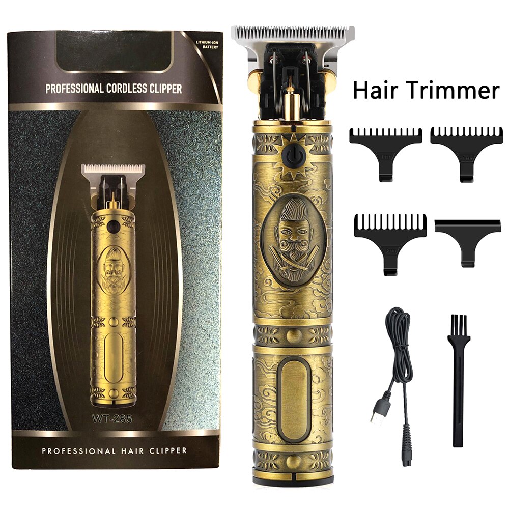 Uomini Rasoio Elettrico Ricaricabile Capelli clipper senza fili Uomini 0 millimetri Calvo Finitura Tagliatore di Capelli Macchina di Taglio di Capelli Macchinetta Rasoio: oro con scatola