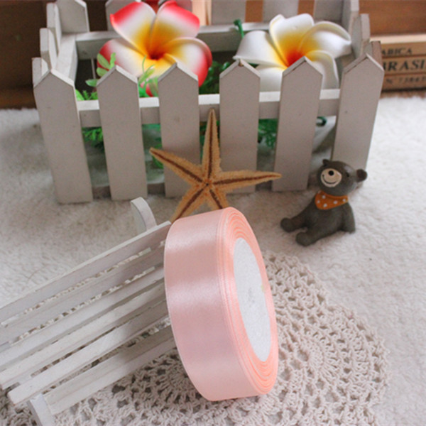 Peach Silk Satin Ribbon with gold Wedding Party Decoration Wrapping Christmas Year Apparel Sewing Fabric Ribbon: 25mm Shallow orange