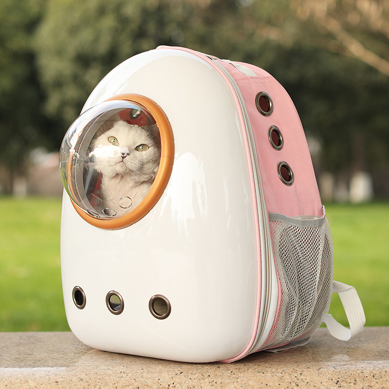 Grote Huisdier Rugzak Draagbare Ruimte Capsule Ademend Raam Cat Carrier Hond Zak Huisdieren Producten Accessoires Draagbare Reistassen: pink pet carrier