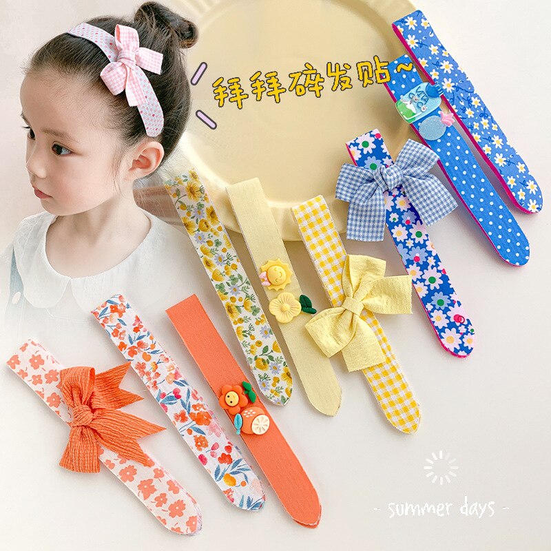 3Pcs Hook &amp; Loop Haarband Kinderen Zomer Pony Stickers Meisjes Gebroken Haar Hoofdbanden Meisjes Hoofdbanden Post Haaraccessoires