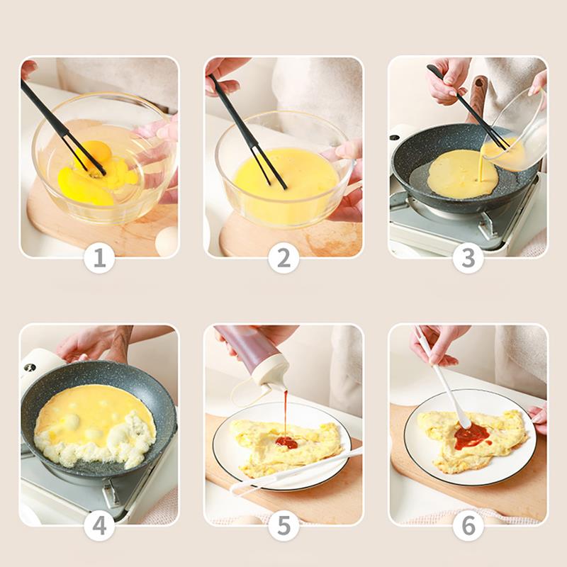 Kapmore 1pc Egg Whisk Plastic Mini Multifunctional Egg Beater Kitchen Utensil With Teaspoon Egg Tools Accessories 2 Colors