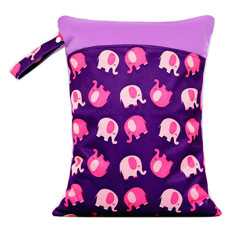 Diaper Storage Bag Waterproof Baby Carriage Storage Hanging Bag Portable Cute Print Double Zipper Diaper Stackers Pocket: 16