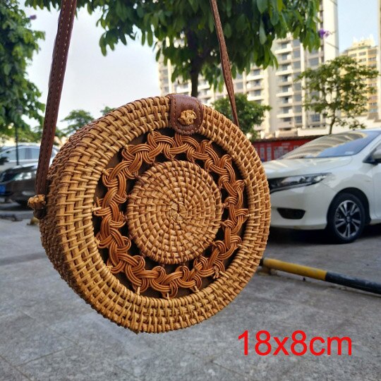 2020 rotonda Borse di Paglia Delle Donne di Estate Rattan Handmade Sacchetto Tessuto Spiaggia Cross Body Bag Cerchio Della Borsa Della Boemia Bali prezzo Più Basso l31: 18x8 xiaopi huabian