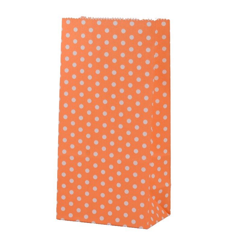 Papiertüte, farbe, wellenform, punkt, quadratischer boden, stehend, brot, kuchen, süßigkeiten, verpackungsbeutel, partyessen, backzubehör: Orange / 13 x 8 x 24cm