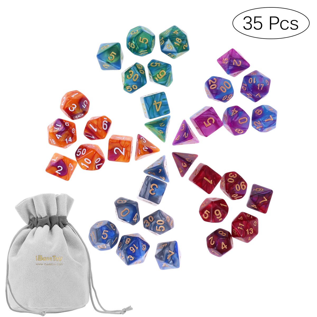 35pcs Polyhedral Dices RPG Dungeons And Dragon Board Game Dices Fun Board Game Party Games: Default Title