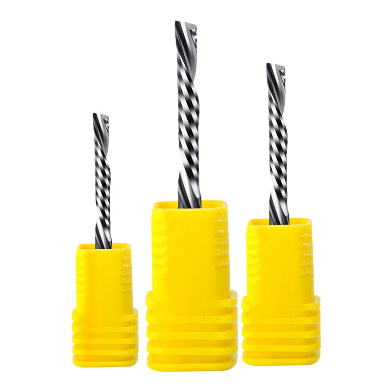 Vsharp – fraise à spirale gauche, tige de 3.175mm, coupe vers le bas, 1 cannelure, fraiseuse CNC, fraises en tungstène, acier acrylique