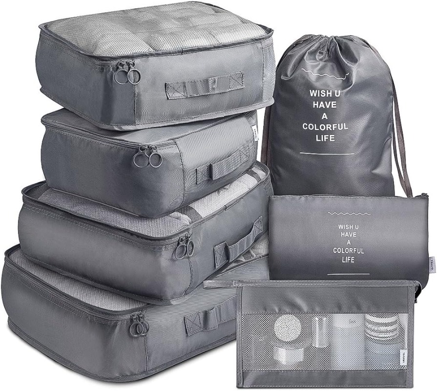7Pcs Travel Organizer Storage Bags Wardrobe Cube Suitcase Packing Cubes Set Storages Luggage Clothes Shoe Pouch Folding