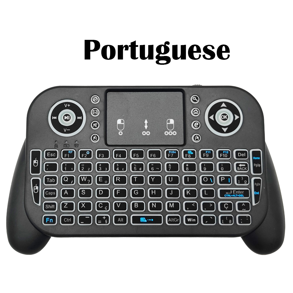 Mini Wireless Keyboard V8 7 Backlit 2.4G Bluetooth Air Mouse Remote Control Touchpad for Android TV Box: grey / blue switch