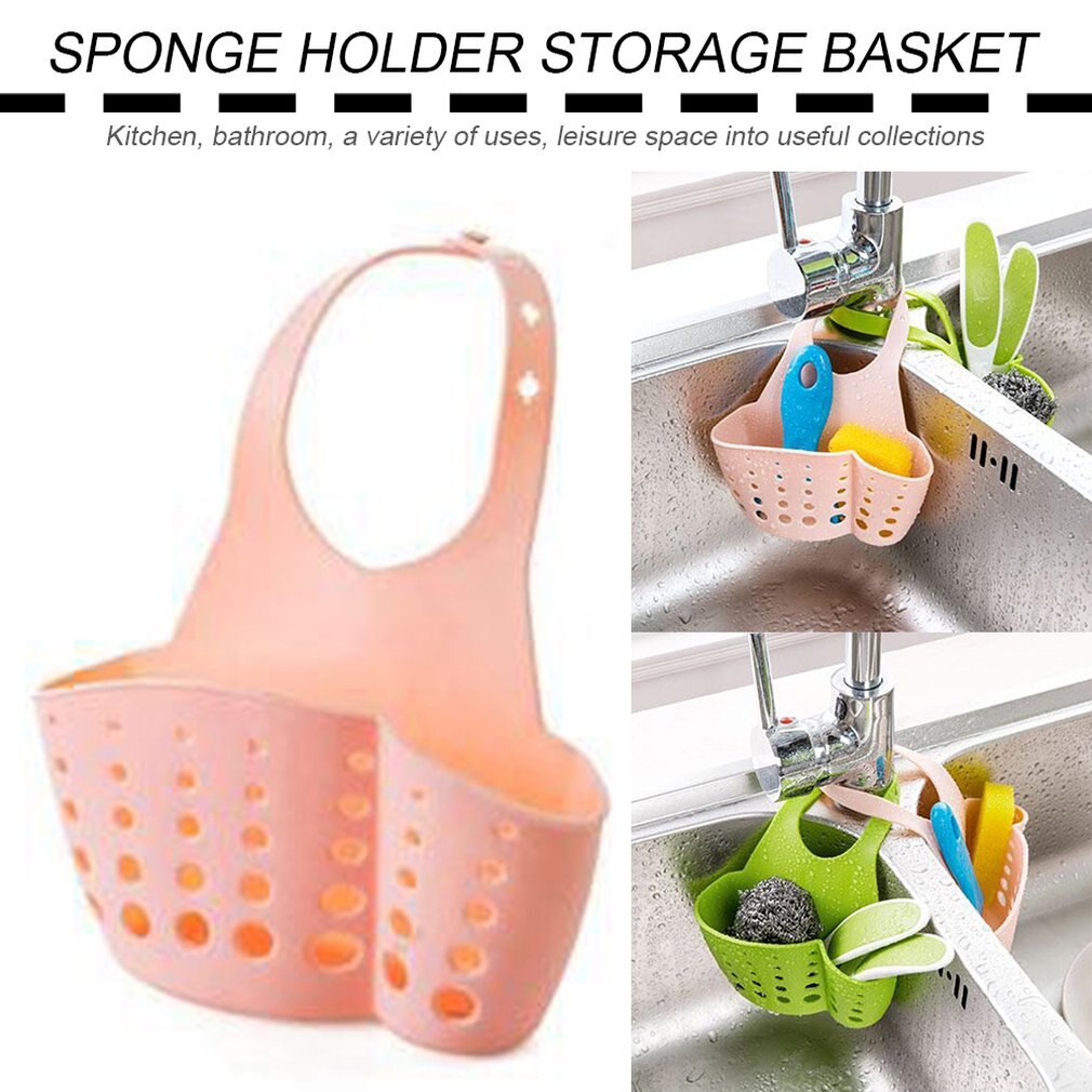 Adjustable Snap Sink Faucet Housing Cradle Kitchen Shelving Rack Kitchen Sponge Holder Storage Basket