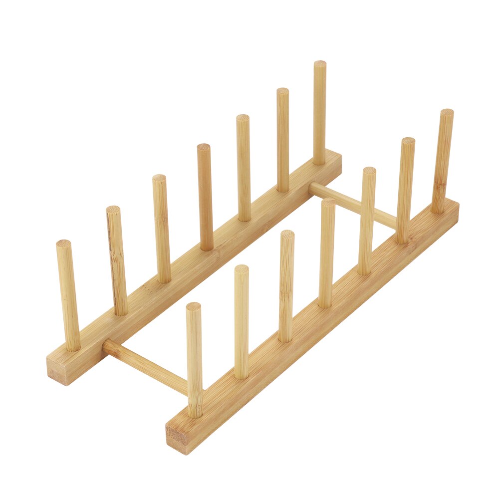 Wooden Drainer Plate Stand Wooden Dish Plate Fold Rack Holder Stand Dry Shelf Storage Decorative Shelves Kitchen Organizer: 6 grids