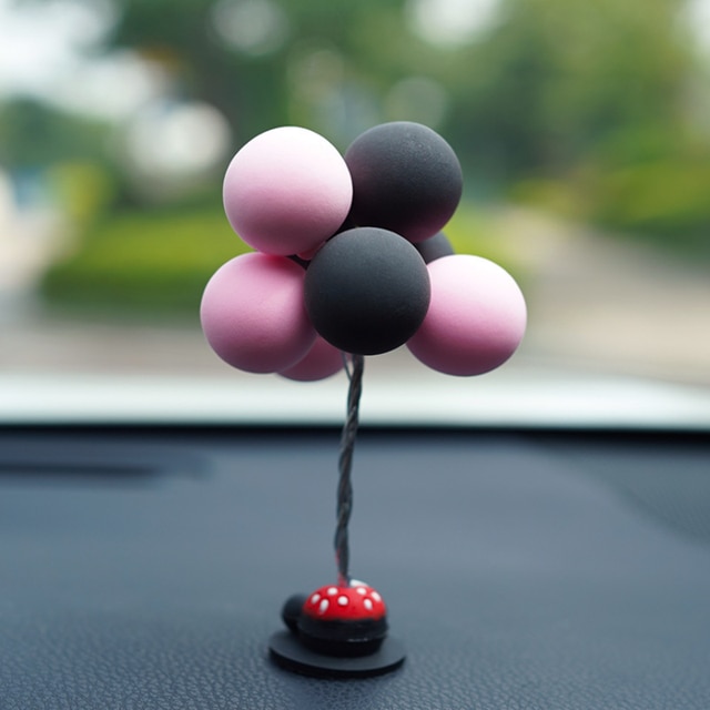 Cartoon Kleur Zachte Klei Reclame Ballon Decoratie Auto Accessoires Om Voor Meisjes Auto Decoratie Instrument Auto Accessoires: Pink-black balloon