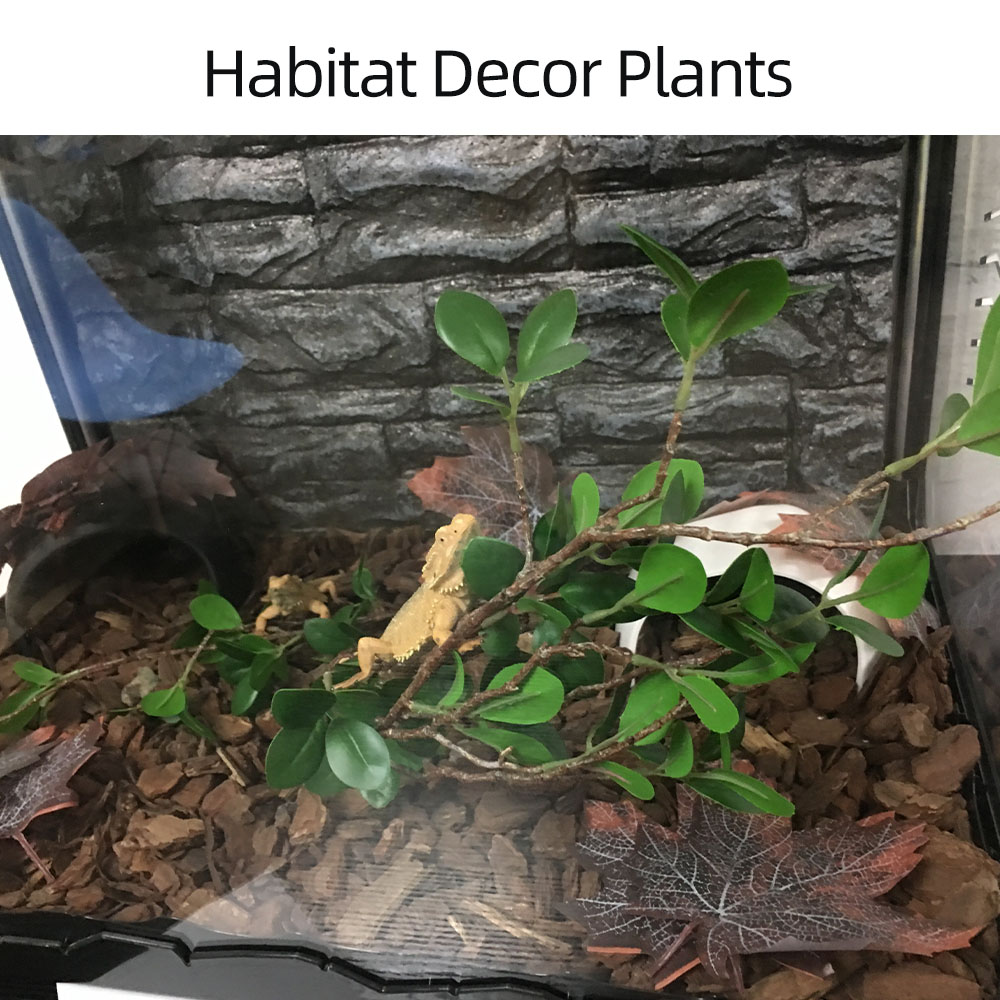 For Lizard Frog Spider Snake Reptiles Pets Habitat Decor Artificial Plastic Terrarium Plant Leaves Branches Simulated Plant