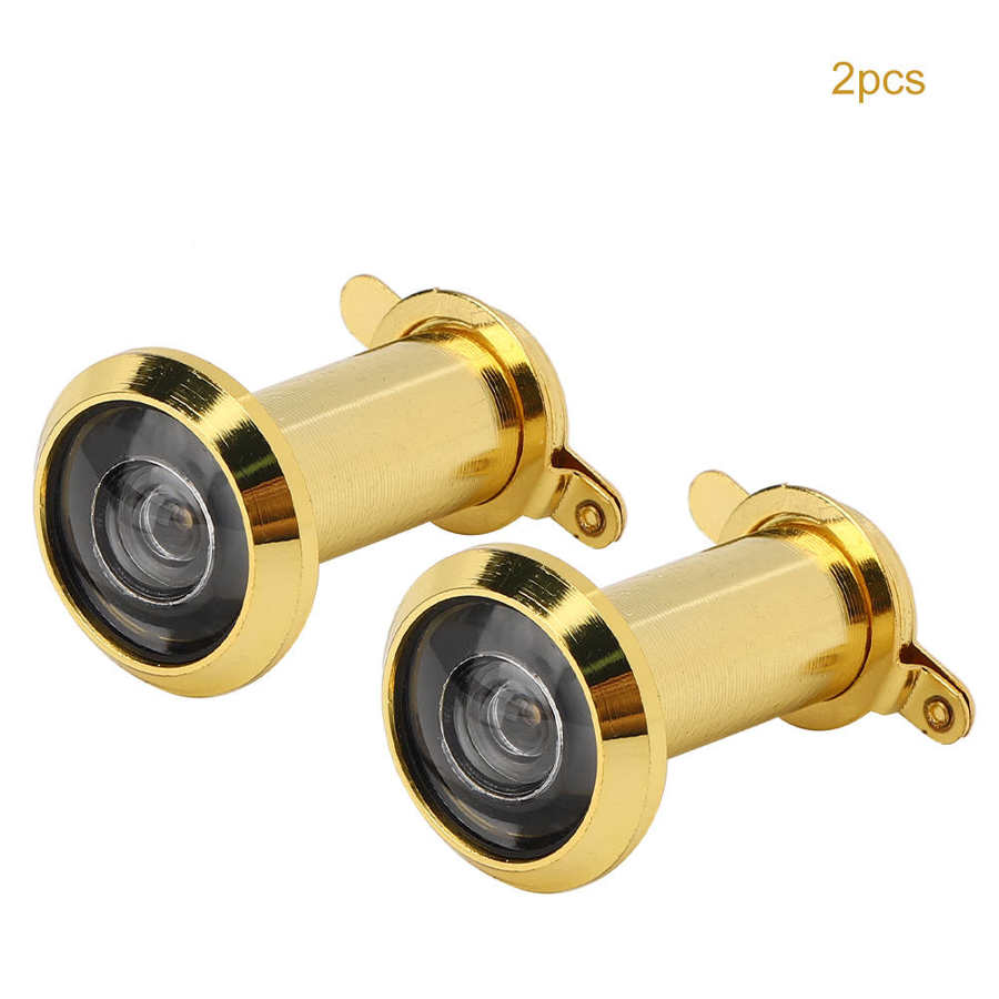 2Stck 220 ° Weitblick Winkel Tür Zuschauer Heimat Sicherheit Anti-Diebstahl Guckloch Verstellbare Glas Objektiv Mit Zurück abdeckung 14/16mm Offene See: Gold 16-19mm Loch