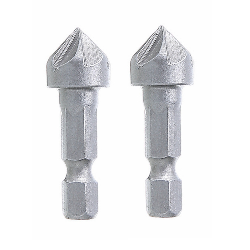6Flute 90 Degree Countersink Drill Chamfer Bit 1/4" Hex Shank Carpentry Woodworking Angle Point Cutting Cutter Remove Burr Tools: 2pcs