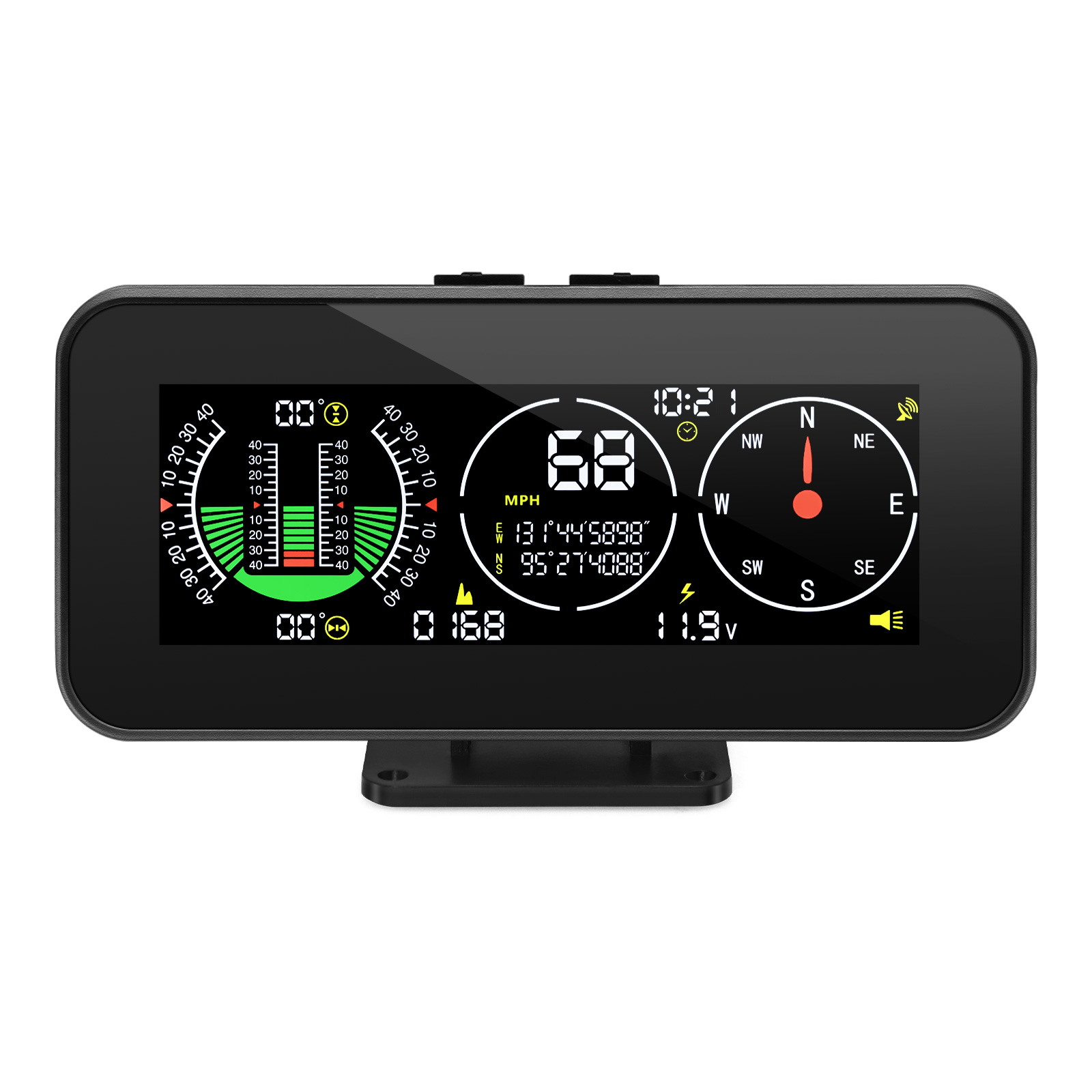 Car Speed Slope Meter Intlligent Inclinometer M50 M60 Off-road 4X4 Compass GPS Speedometer Tilt Pitch Angle On-board Computer: black