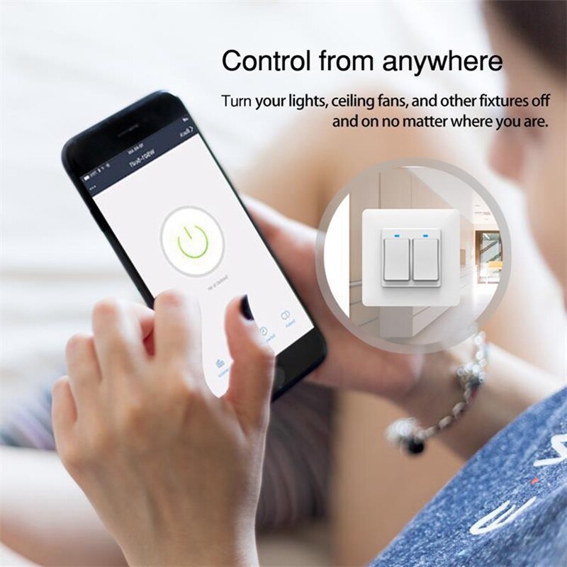 Interruptor de luz de casa inteligente con WiFi, pulsador, aplicación remota, funciona con Alexa, Google Home, Control por voz, enchufe europeo