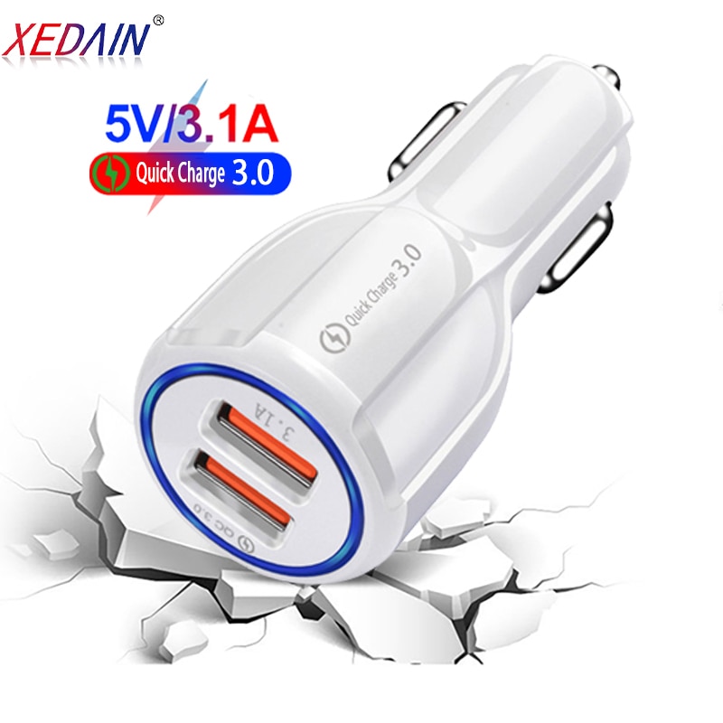 Snel Opladen 5V 3.1A 3.0 2 Port Usb Car Charger Qc 3.0 9V 12V Autolader Snel laadstroom Mobiele Telefoon Travel Adapter Xedain