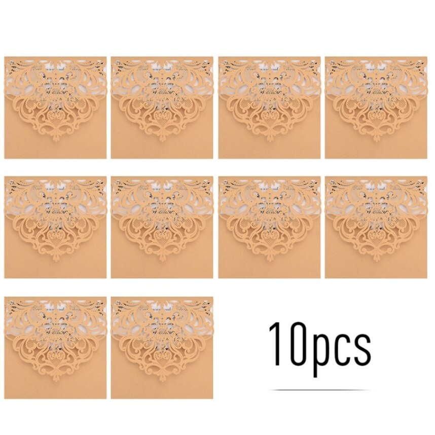 10pcs Pearl Paper Floral Wedding Invitations Cards Birthday Card with Blank Inner Sheet for Wedding Birthday Party Anniversary: Gold