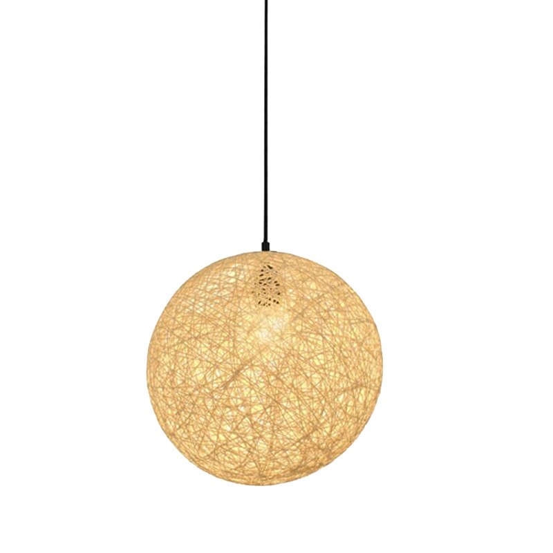 Lustre boule rotin et chanvre créativité individuelle nid de rotin sphérique abat-jour 20cm