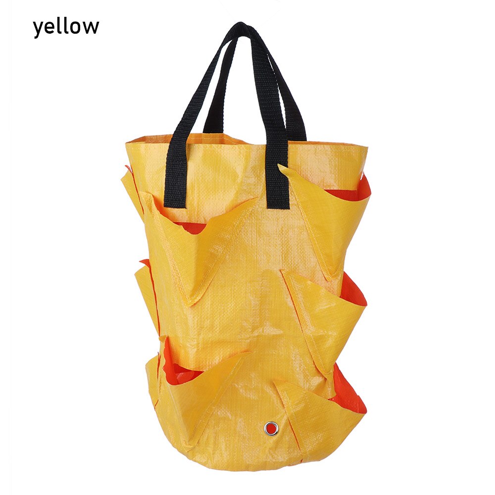 Bolsa para cultivo de fresas, contenedor multiboca de tela fuerte, bolsa para maceta colgante para plantas bonsái, suministros de jardín: yellow