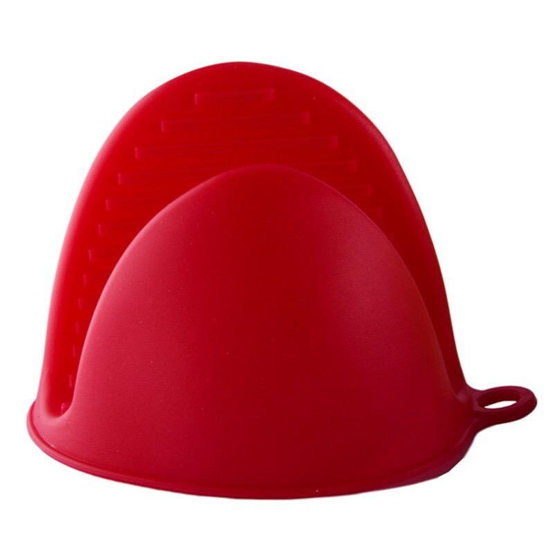 1PC Silicone Anti-scalding Oven Gloves Mitts Potholder Kitchen BBQ Gloves Tray Pot Dish Bowl Holder Oven Handschoen Hand Clip: A red