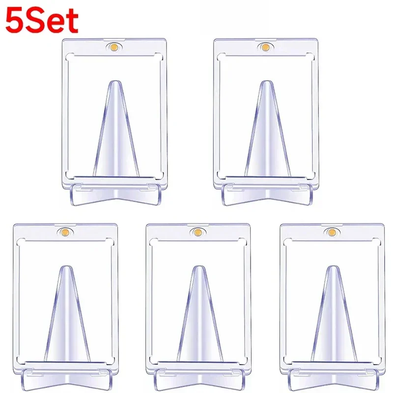 10-1Set Magnetic Cards Holder for Trading Card Support Set Arcylic Triangle Card Display Stand Waterproof Transparent Protector: Red