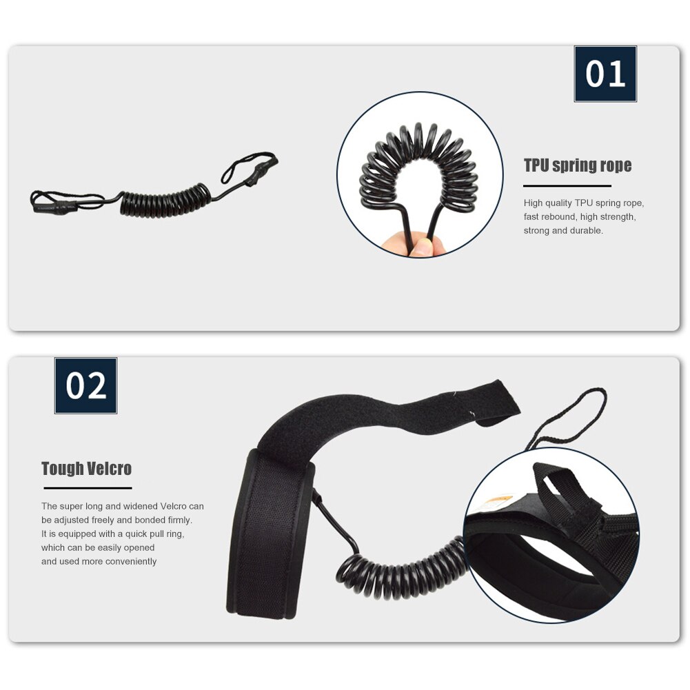 KEEP DIVING 55.5cm Ankle Leash Surfing Elastic Coiled Stand UP Paddle Board Leg Rope Surfboard Ankle Leash