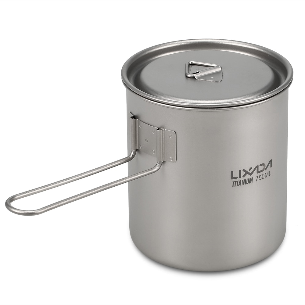 Lixada 750ml/500ml all'aperto Tavola picnic Pentolame E Utensili per Cucinare Fornello Da Campeggio di Titanio di Campeggio Pentola Tazza di Acqua con Manico Staccabile