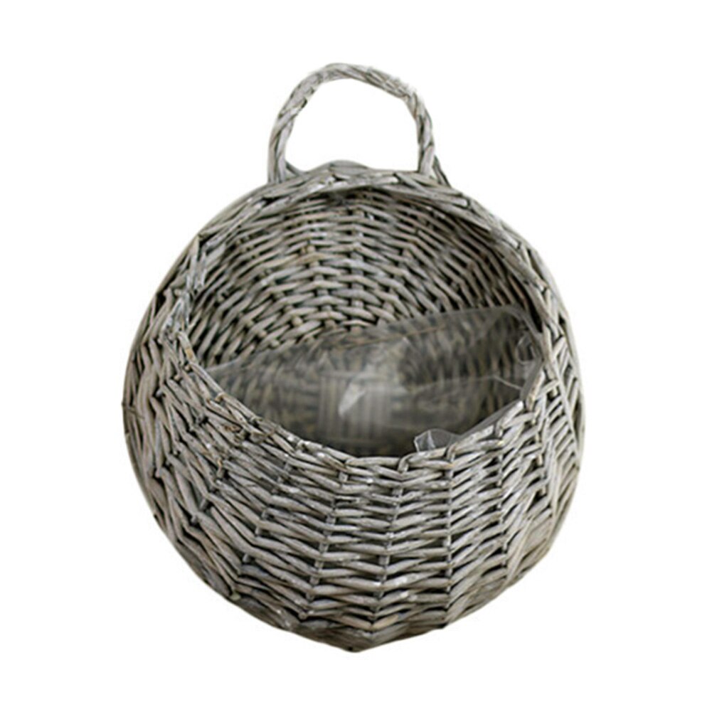 Newly Birds Nest Wall Hanging Basket Wicker Gardening Home Garden Wedding Wall Decoration FIF66: gray-small
