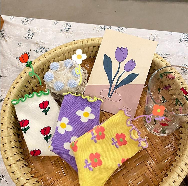 3 Paren/partij Meisjes Sokken Lente Bloem Fruit Animal Print Katoenen Baby Peuters Sokken Trendy Elastische Kinderen Zachte Prinses Sokken