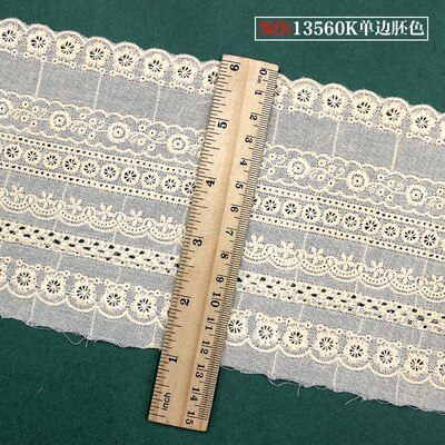 5 meter / verpakking zelfgemaakte accessoires, naaimateriaal, kantbreedte 15.5cm,  witte katoenen stof, borduurrand ,rs1160: C beige
