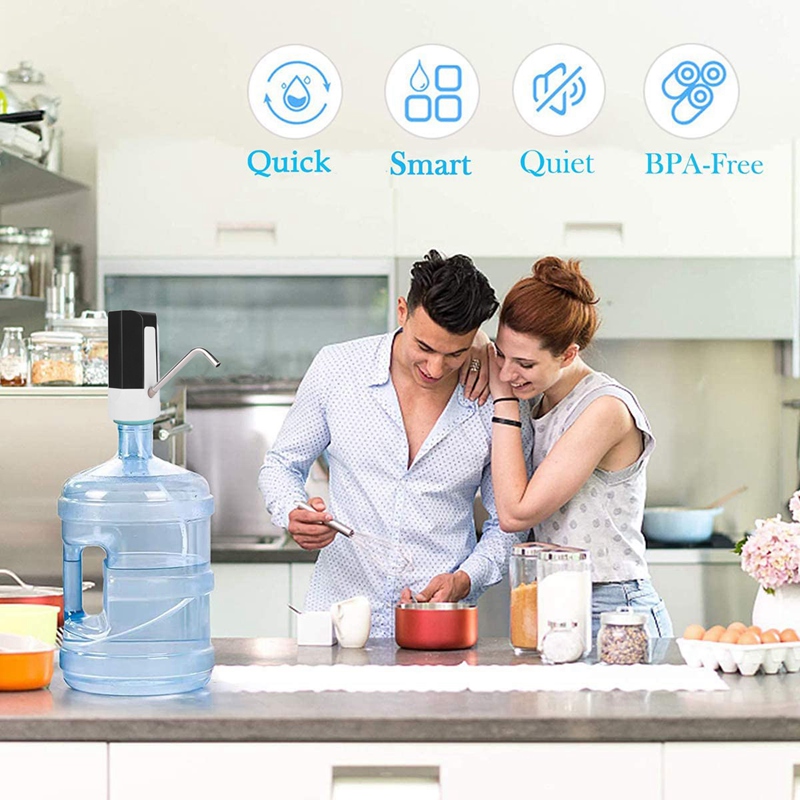 Eachbid Water Dispenser, Double Purpose, USB Rechargeable, For Universal 2-5 Gallon Bottles, Black - View #7