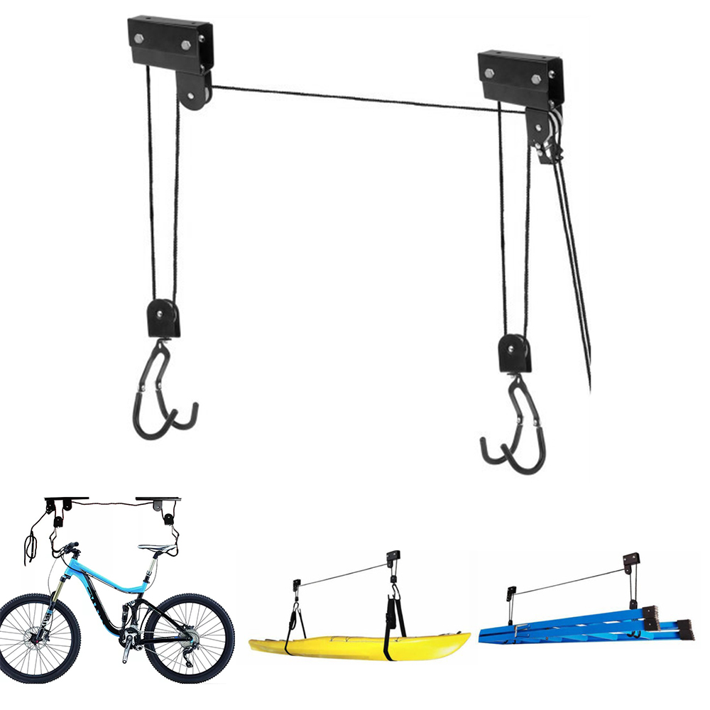 Sistema de polea de elevación de bicicleta de garaje con rodamiento de 60kg, estante de bicicleta superior, colgador de bicicleta de techo resistente