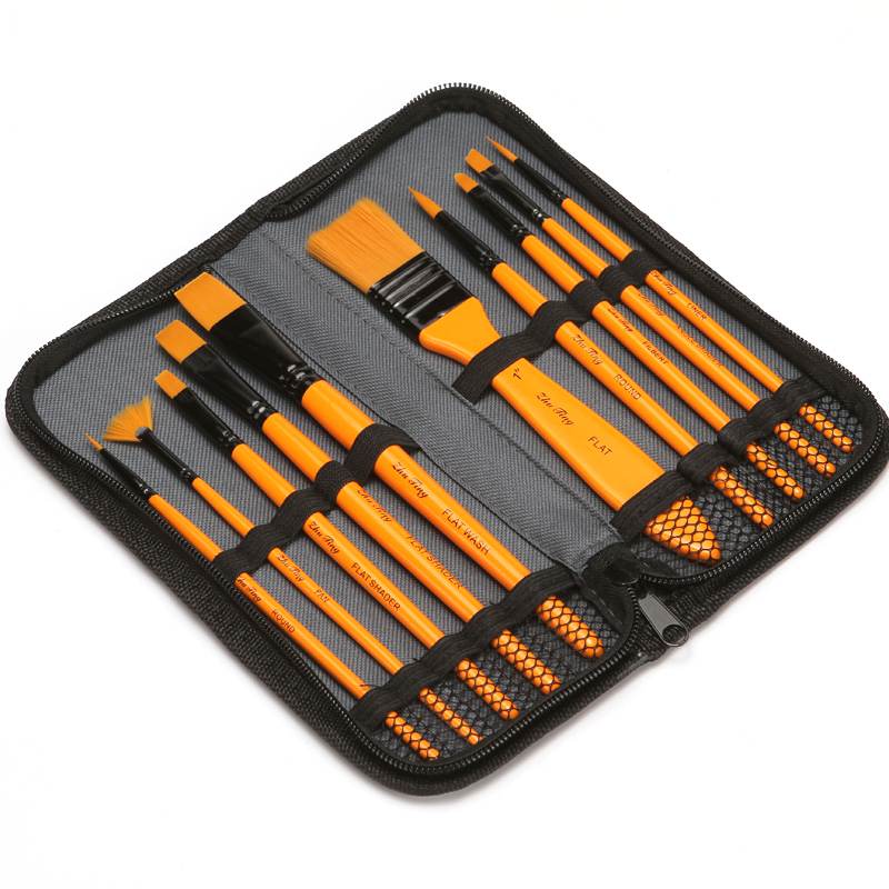 Set De 10 Pinceaux Artistiques Elzle - Nylon, Tailles #000 à #7 - Pour Aquarelle, Huile, Acrylique