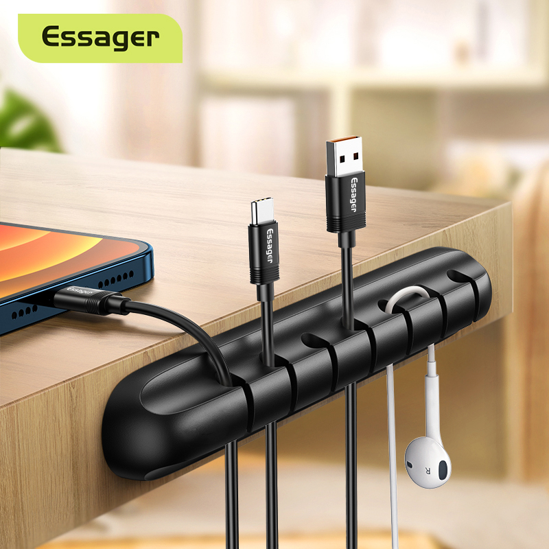 Essager Cables Organizer Wire Holder Clip For Desktop Management Mouse Earphone Cable Winder Protector Mobile Phone Holders