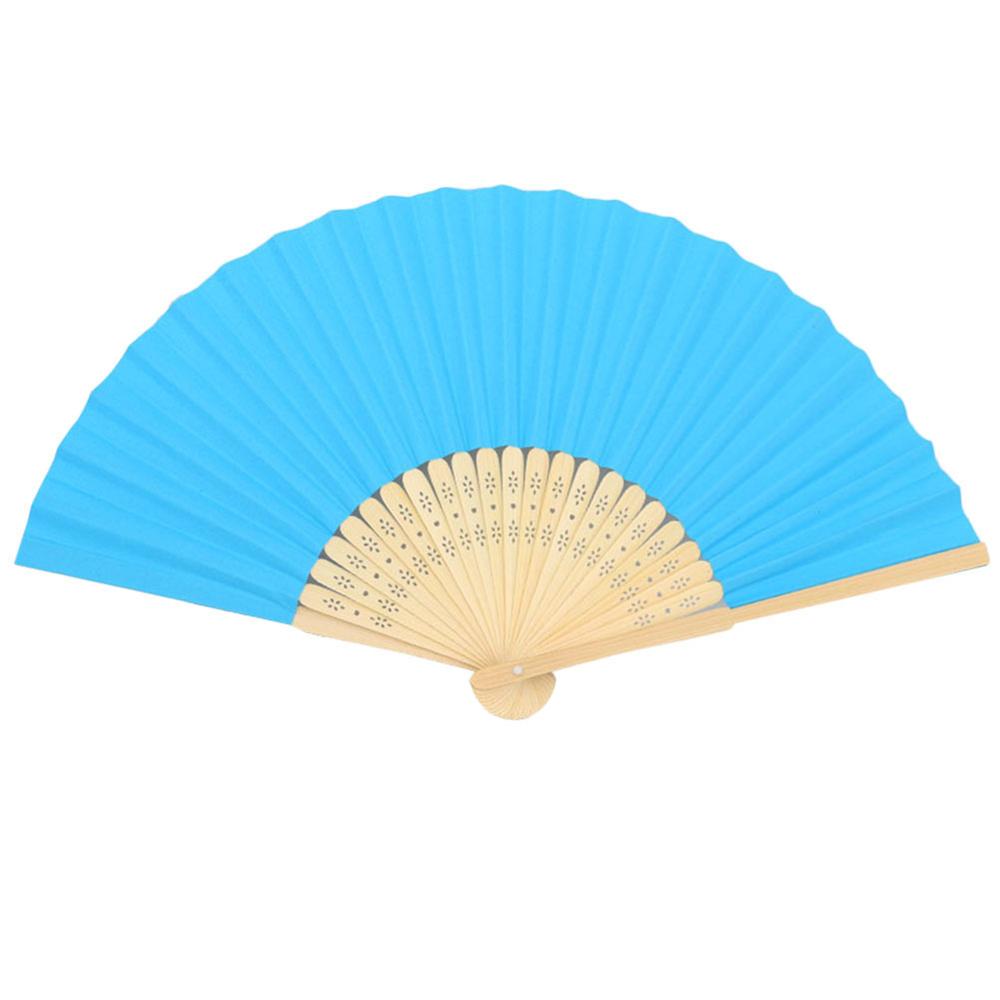 Blank White DIY Paper Wooden Bamboo Folding Fan Hand Fan for Practice Calligraphy Painting Drawing Wedding Party Ornaments: Lake Blue