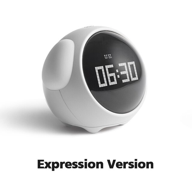 Night Light 3 In 1 Alarm Clock Kids Children Sleep Bedside Alarm Clock Wake Up Temperature Snooze Timer Clock Christmas: Pixel emoji white