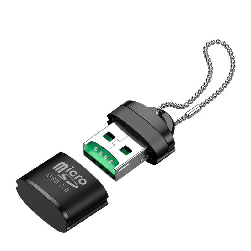 Mini lector de tarjetas microSD TF USB 2,0, adaptador de tarjetas de memoria para teléfono móvil, adaptador USB de alta velocidad para accesorios de ordenador portátil: Black