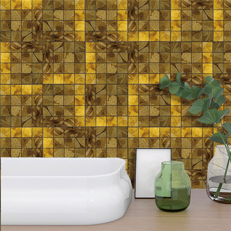 18Pcs Self Adhesive Tile Floor Wall Decal Sticker DIY Kitchen Bathroom Decor Oil Proof Backsplash PVC Home Decor Renew
