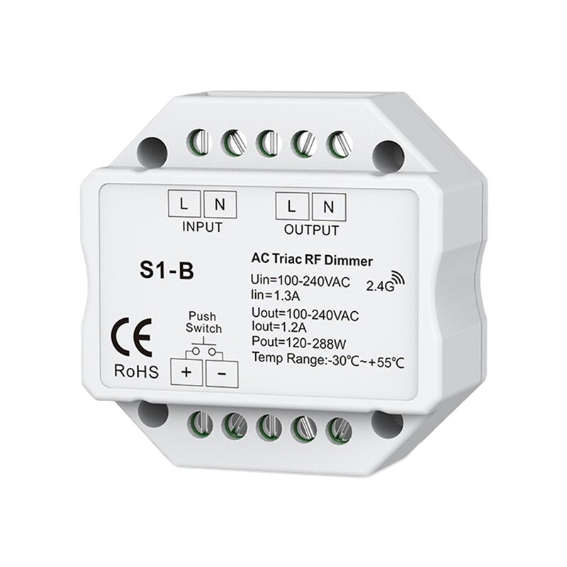 Led Dimmer S1-B Led Triac Rf Dimmer 100-240V Ac 2.4Ghz Draadloze Led Schakelaar Controller Voor Led lamp