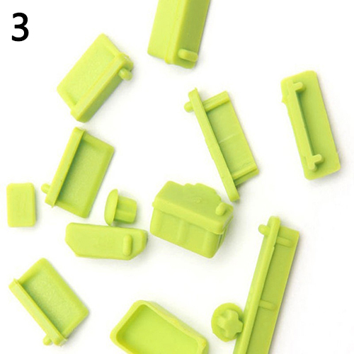 13 pièces/ensemble Anti-poussière prise pour ordinateur portable Silicone bouchon couvercle ordinateur portable bouchon Anti-poussière ordinateur portable Anti-poussière usb prise de poussière accessoires d'ordinateur: green