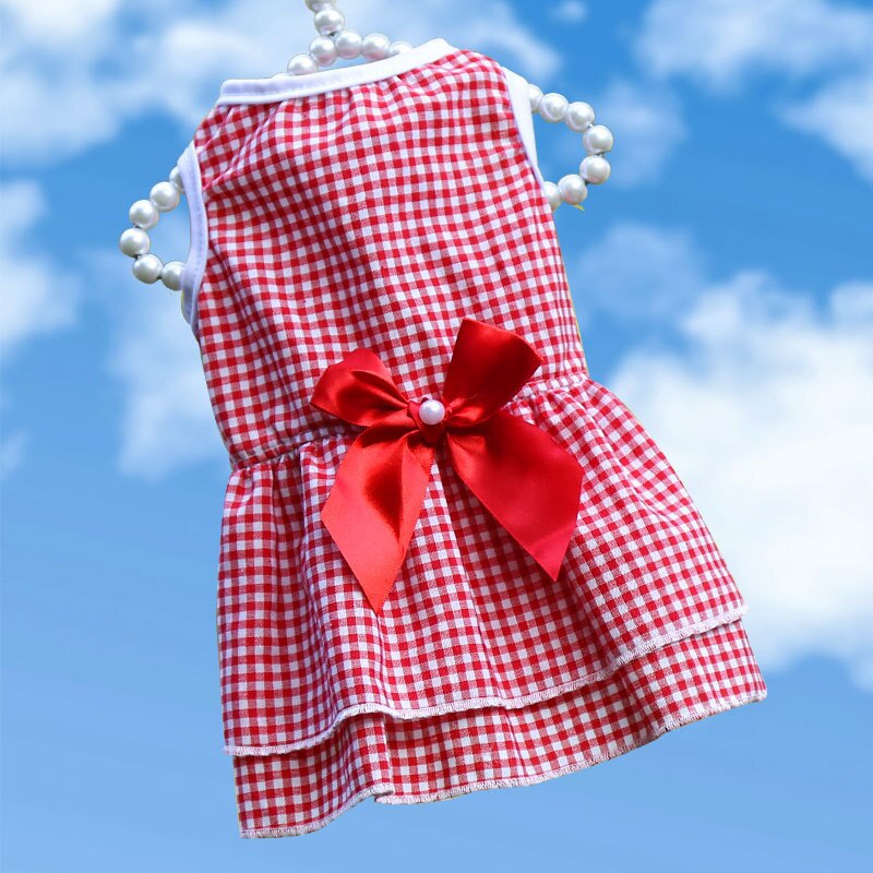 Huisdier Kleding Lente Zomer Hond Rok Kitten Puppy Zoet Prinses Kleding Verjaardag Bruiloft Chihuahua Plaid Kleding: Style B / Xl